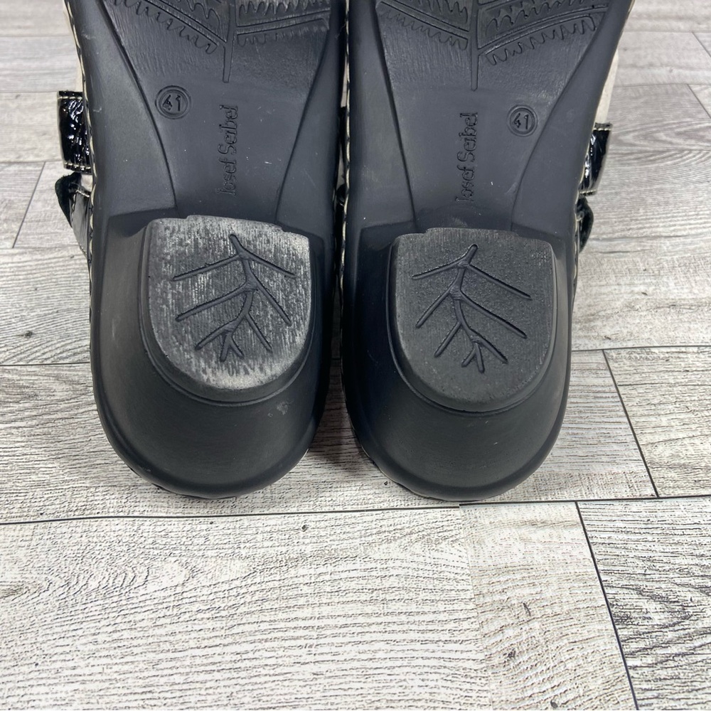 Josef Seibel Sandals Womens 10.5 41 Black Slip On Slides Open Toe Shoes Heels - Picture 10 of 10